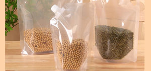 Soporte de plástico biodegradable ecológico impreso personalizado bolsas recicladas 100mL 200ml 500ml capacidad dulces alimentos comestibles - Product Image 4