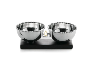 Bols à salade jetables en aluminium de qualité supérieure, écologiques, design moderne et minimaliste, finition brillante, perles fantaisie, luxe pour la maison - Product Image 1