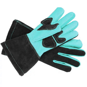 Guantes MIG de cuero rojo para soldar Guantes resistentes al fuego de 16 pulgadas con palma reforzada y forro de algodón para seguridad metalúrgica - Product Image 2