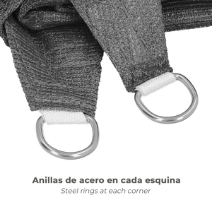 Vela de sombra triangular gris para jardín de 5.0 x 5.0 metros. - Product Image 4