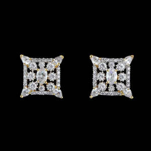 Boucles d'oreilles American Diamond - Or et Argent - Product Image 1