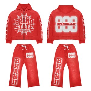 2025 nouvelle dernière conception formation Jogging survêtements pour hommes impression personnalisée conception couleur rouge sport coton survêtements pour hommes - Product Image 2