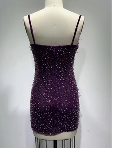 Mini vestido de club con adornos de cristal y diamantes de imitación caliente y sexy - Product Image 2