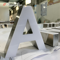 Enseigne lumineuse 3D personnalisée sans cadre en acier inoxydable et acrylique pour logo d'entreprise extérieur, résistante aux intempéries