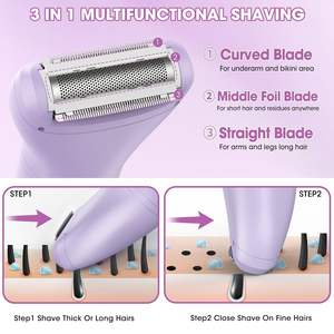 Afeitadora Eléctrica 3 en 1 para Mujer, Uso en Seco/Húmedo, Resistente al Agua IPX7, Recortadora de Triple Cuchilla para Bikini, Axilas, Cara y Nariz - Product Image 6