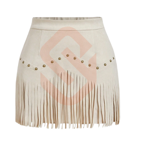 Faldas Vaqueras de Cuero con Flecos para Mujer, Elegantes Faldas Vaqueras de Gamuza Suave con Tachuelas para Festivales Western - Product Image 2