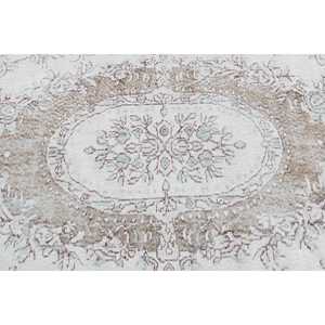 Tapis turc 4,7x8,5 pieds, tapis en laine blanc et marron à pois - Product Image 5