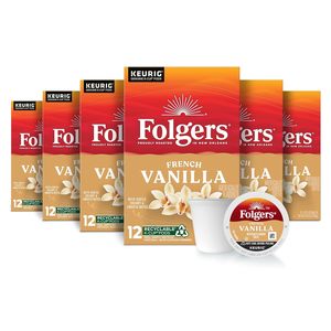 Café aromatisé à la vanille française Folgers, 72 dosettes Keurig K-Cup - Product Image 1