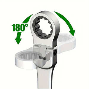 Juego de 14 Llaves de Trinquete de Acero Cromo Vanadio CRV de Grado Industrial, Resistentes, con Cabezas Giratorias de Liberación Rápida y Llaves de Boca Abierta - Product Image 3