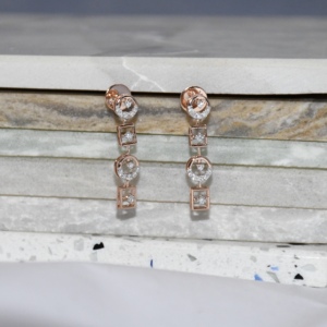 Pendientes de Oro Sólido de 14 Quilates VDS con Diamantes Naturales Reales Certificados por IGI, Corte Brillante, Minimalistas, Elegantes para Bodas, Fiestas y Compromisos - Product Image 2