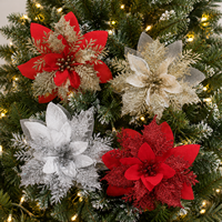 AYOYO Fleurs artificielles, nouvelles fleurs de Noël, décorations pour la maison avec poudre dorée, décorations de Noël