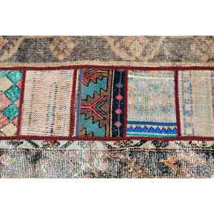 Alfombra Vintage Estilo Runner de 2x7.2 pies (61x219 cm), Alfombra Turca de Lana Ikat Roja - Product Image 5