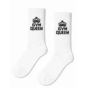Chaussettes de tennis classiques GYM Queen, brodées, compressives, antibactériennes, logo personnalisable, technique de sublimation numérique, collection automne - Product Image 1