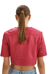 Chaqueta de Cuero de Oveja Original Roja, Estilo Motero, Corta, Inteligente, de Marca Personalizada para Mujer, Chaqueta para Hombre 2026 - Product Image 2