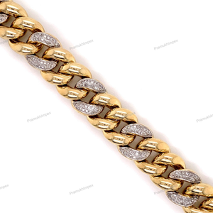Última moda Hip Hop 8MM 925 plata esterlina chapado en oro amarillo Diamante tachonado hecho a mano regalo más bonito pulsera chapada en oro - Product Image 2