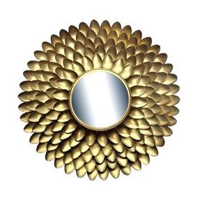 Miroir mural à cadre de tournesol en tôle de fer revêtu de poudre pour pistolet Miroir de courtoisie tendance pour la décoration de la maison - Product Image 1