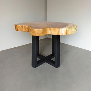 Organic Suar Wood High Quality Eco-Friendly Minimalist <b>Adjustable</b> <b>Height</b> Coffee <b>Table</b> Slice <b>Table</b> X Metal Frame Interior Decor - Product Image 2