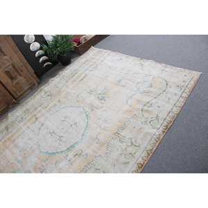 Tapis turc vintage 5,8x8,7 pieds, grand tapis persan en laine blanche - Product Image 5