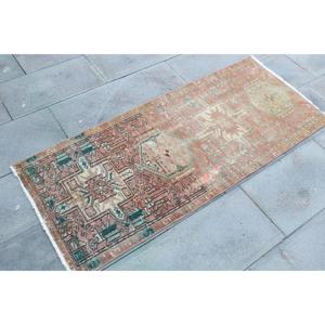 2.1x4.9 ft Small Turkish Vintage Rug, <b>Red</b> Ombr <b>Wool</b> Rug - Product Image 3