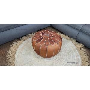 <b>Moroccan</b> Leather Pouf Handmade Ottoman <b>Footstool</b> Traditional Handcrafted Pouffe Home Decor Boho Ottoman Seat Living Roo - Product Image 1
