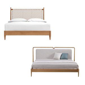 Lit nordique en bois de teck naturel Lit en bois super confortable Queen Size directement à l'usine - Product Image 3