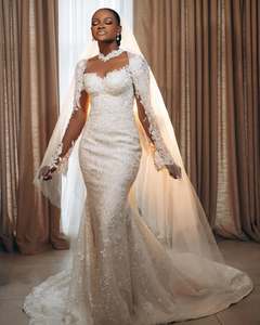 Elegante Vestido Maxi de Satén Somalí con Delicado Trabajo de Lentejuelas, Patrón Fluido, Lazo de Cristal, Mangas Cortas, Traje de Novia para Fiestas - Product Image 1