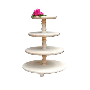 Soporte de pastel de madera de 3 niveles Forma redonda Producto de madera Servidor Soporte de pastel Exhibición Cupcake al mejor precio Soporte de pastel de madera personalizado - Product Image 1