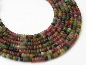 กำไลกลมทำด้วยมือมาใหม่พร้อมลูกปัดหินทัวร์มาลีนหลากสีขัดเงาผิวเรียบ - Product Image 3