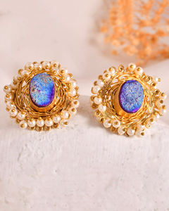 Titane Druzy boucle d'oreille goujons plaqué or fabriqué à la main boucles d'oreilles pour les femmes pierre naturelle mode léger en laiton bijoux - Product Image 2