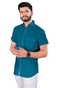 Wholesale Men <b>White</b> Satin <b>Short</b> <b>Sleeve</b> <b>Shirt</b> Breathable Non Iron Anti Wrinkle Collared Business Office Formal Wear Supplier - Product Image 3