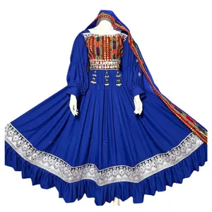 New Bohemian Banjara Tribal Ethnic Vintage Afghan Kuchi Women Long Maxi Dress Elastic Sleeves Modest Evening Dresses For Ladies