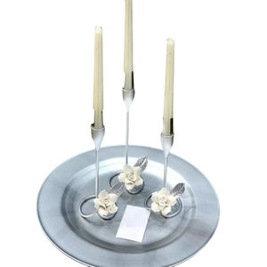 Portavelas Moderno de 3 Piezas, Diseño de Mariposa en Metal Plateado, Hecho a Mano, Ecológico y de Alta Calidad, ROSHAN HANDICRAFTS - Product Image 4