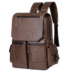 Sac à dos en cuir véritable pour hommes Noir Jeunes hommes Sacs à dos en cuir pour ordinateur portable Sac à dos scolaire de haute qualité en marron Sacs de voyage personnalisés - Product Image 3