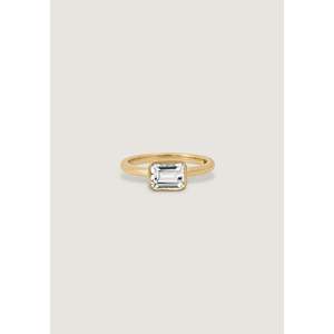Bague en or 14 carats Sophia avec diamant 1-6 carats, formes émeraude/poire/ronde, pour fiançailles - Product Image 1
