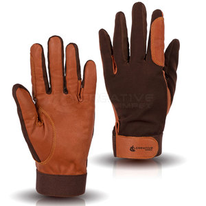Adjustable <b>Strap</b> Full <b>Finger</b> Horse Riding Gloves Breathable Durable Leather Windproof Waterproof Hook Loop Closure Anti-Slip - Product Image 4