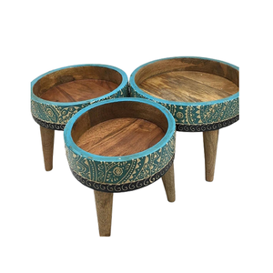 Trending Design Wooden <b>Cake</b> <b>Server</b> Set of 3 Round Shape Dessert Chocolates Stand For Wedding Party Usage - Product Image 1