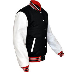 แจ็กเก็ตเลตเตอร์แมนสำหรับผู้ชายขนาดผู้ใหญ่แจ็กเก็ตเลตเตอร์แมนแขนหนัง - Product Image 5