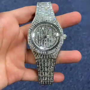 Montre-bracelet élégante et luxueuse de style hip-hop, mécanique automatique Miyota, sertie de diamants Moissanite de clarté VVS, en acier inoxydable - Product Image 1