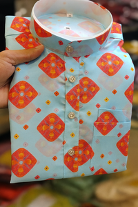 Venta caliente de los hombres tradicionales de algodón étnico indio impreso Kurta Churidar para festivales celebraciones fiesta desgaste sin arrugas - Product Image 6