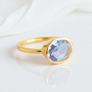 Oval <b>Alexandrite</b> Birthstone Handmade Gold Plated <b>Ring</b> 8x13 MM Gemstone Stack Band <b>Ring</b> Jewelry Low Price <b>Ring</b> - Product Image 2