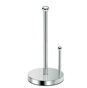 Silver Mirror Polished Iron Napkin <b>Stand</b> with Round Base Premium Paper <b>Towel</b> Holder Dispenser for Kitchen - Product Image 1