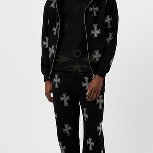 Meilleures ventes Survêtement en strass Hommes Mode Veste zippée et jogging Survêtement en strass Approvisionnement en vrac - Product Image 6