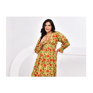 Vestido informal de ajuste clásico para mujer con una Falda fluida y diseño tranquilo, ideal para el hogar o las actividades diarias - Product Image 1