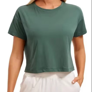 เสื้อครอปท็อปผู้หญิง ผ้าฝ้าย 100% ทรงเข้ารูป เสื้อยืดเรียบง่ายสำหรับสาวๆ สีพื้น คุณภาพสูง สไตล์ลำลอง ปี 2026 - Product Image 1