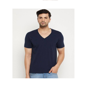 Camiseta suave de algodón 100% con cuello en V para hombre, Manga corta antibolitas para todas las estaciones, transpirable para viajes de gimnasio, uso diario informal - Product Image 4