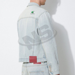 Venta al por mayor chaqueta de mezclilla de color sólido para los hombres de alta calidad de algodón liso teñido chaqueta de mezclilla de invierno con diseño personalizado - Product Image 3