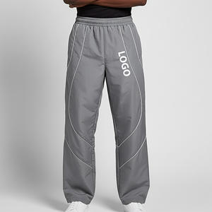 Pantalons de survêtement surdimensionnés personnalisés avec logo brodé, cordon de serrage, jambe large, pantalon décontracté pour homme, toile lourde - Product Image 1