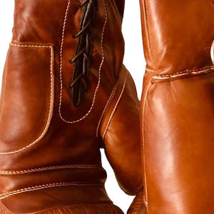 Gants de boxe à lacets personnalisables en cuir, couleur unie, pour activités de plein air et pêche, vente directe d'usine du Pakistan, avec logo imprimé - Product Image 4