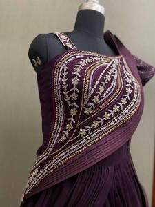 Mooie Boetiekstijl Nieuwe Fancy Party Wear Faux Georgette Cording Sequence Werk En Sequence Ruffle Lehenga Saree Cum Western - Product Image 4