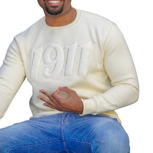 Sudadera de chenilla sólida, jersey de cuello redondo de algodón pesado neutro, ropa informal de fraternidad griega KAP para hombres - Product Image 2